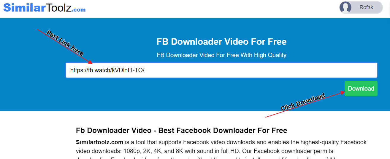 SimilarToolz Fb Downloader Video
